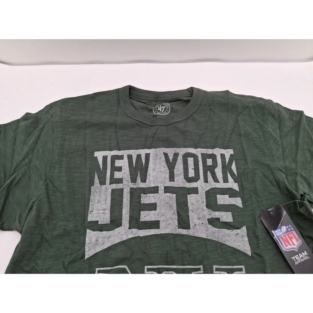 New York Jets '47 Brand Bottle Green Block Logo Soft Cotton Scrum Shirt, S, NWT